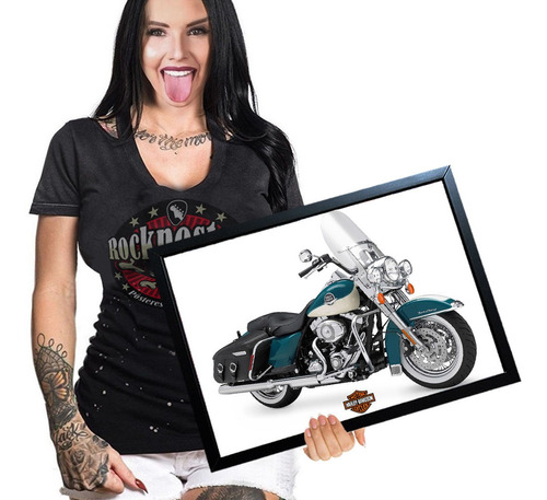Poster Quadro Moto Harley 11 A3 42x29cm Com Moldura