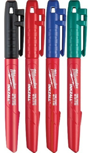 Imagen 1 de 4 de Marcadores De Color Punta Fina 4pk 48223106 Milwaukee