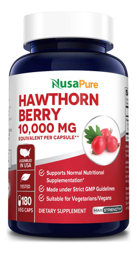 Nusapure Hawthorn Berry 10,000 Mg Por Capsulas Vegetarianas,