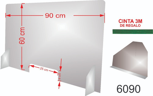 Mampara Sanitaria Proteccion Para Mostrador 60x90 3mm Esp