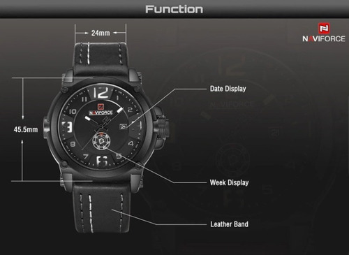 Relógio Masculino Militar Esportivo Pulseira Couro Naviforce