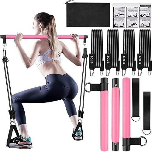 Kit De Barra De Pilates Bandas De Resistencia (4 Bandas...