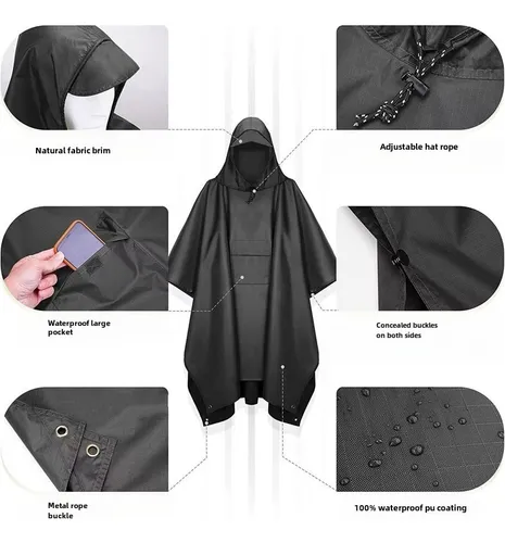 Poncho De Lluvia Portátil Multifuncional Con Capucha Para Ad