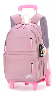 Mochila Escolar Con 6 Ruedas Impermeable Ligera Para Niña Primaria Secundaria Viaje Laptop Tipo Refrigerator Color Sólido