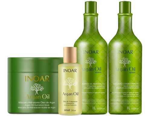 Kit Salão Argan Oil Inoar Sham + Cond + Mas 500g + Óleo 60ml