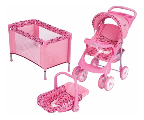Carriolita Para Muñecas Tris Doll Kit Pink Hearts Rosa