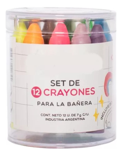 Juego Infantil Crayones Para La Bañera 12 Colores + Esponja