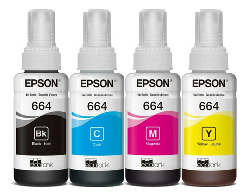 Tinta Epson 664 Combo 4 Unidades Impresora L210 L380 L455