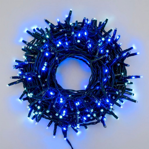 Serie De Luces Led 200 Led Blanco Y Azul Cable Verde 10m