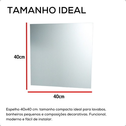 Espelho Lapidado 40x40cm, Com Suporte, Qualidade Premium