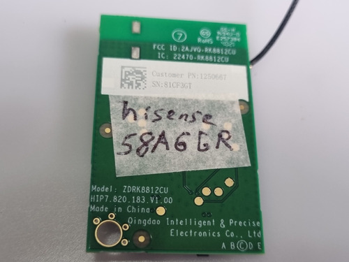 Tarjeta Wi-fi Para Tv Pantalla Hisense Mod. 58a6gr (Usado)