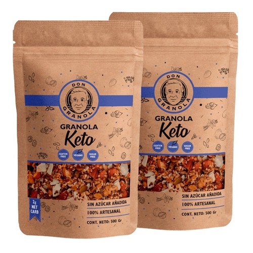 2 Granolas Keto De 500g, Libre De Gluten, Vegano Y S/ Azúcar