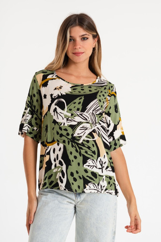 Blusa Fibrana Estampada Zaza