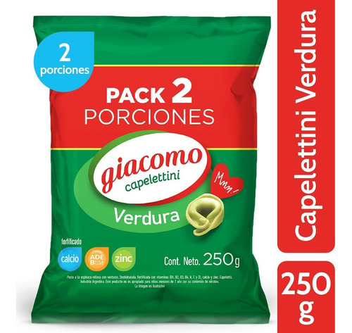 Giacomo Capelettini Verdura Pasta De Semola Fortificada 250g