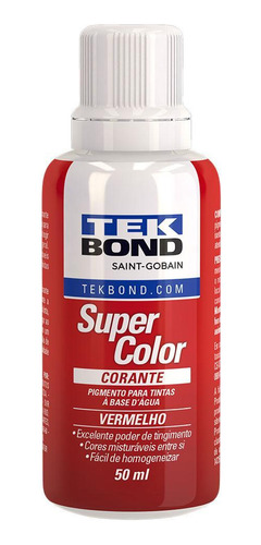 Corante Liquido Tintas Super Color Vermelho 50ml Tek Bond