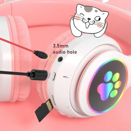 Auriculares Inalámbricos Con Bluetooth Led, Oreja De Gato