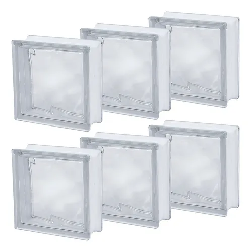 Kit de 6 ladrillos de vidrio 19 x 19 cm bloque incoloro Visual Comfort