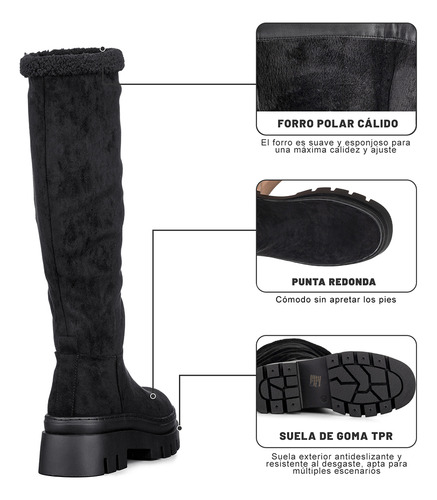 Botas Largas Mujer Casual Moda Gamuza Plataforma Weide Hx511