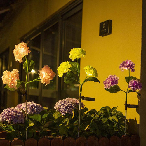 Luces De Flores Solares Led De Hortensias De 3 Cabezales Imp