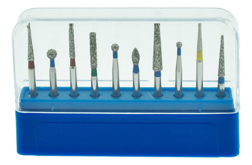 Kit Fresas De Diamante Puntas Mixtas 10 Piezas, Uso Dental