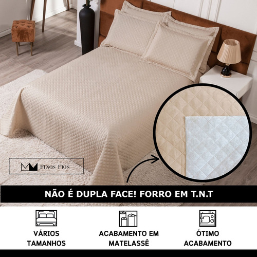 Cobre Leito Colcha Clean Casal Padrão 3 Peças Bege