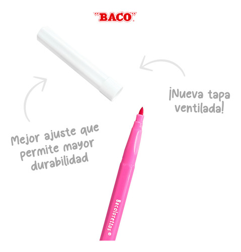 Baco 12 Plumines Bacoloretto Base Agua En Colores Surtidos Mr119