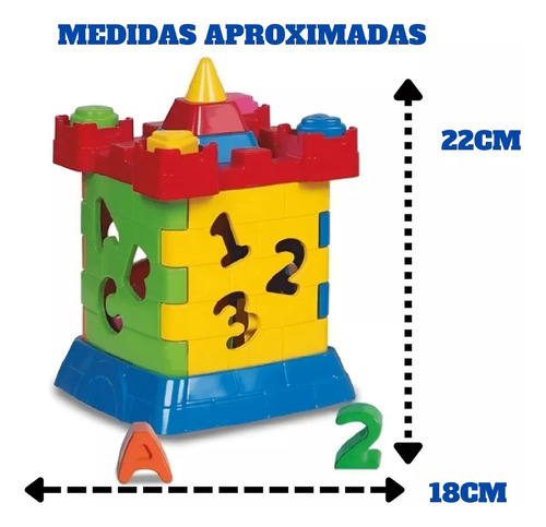 Castelinho Castelo Cubo Didático De Montar Com Peças Educativas Colorido