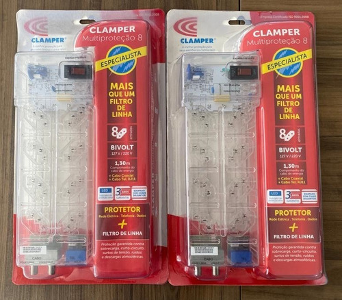 Clamper Multi Proteção 8 Tomadas Contra Raios E Surtos Dps