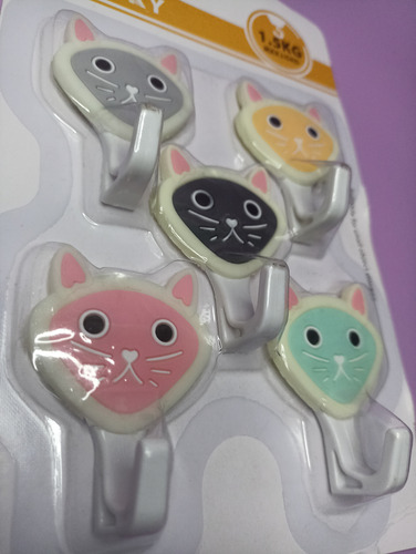 Ganchos De Pared Autoadhesivos De Gato Y Fruta - 8 Pcs