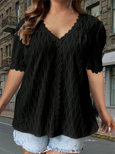 Blusa De Mujer De Cuello V Casuales Suelto Elegante Oficina