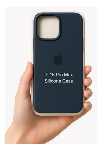 Funda Iphone 16 Pro Max Silicona Logo + Vidrio De Regalo! Azul Oscuro Silicona