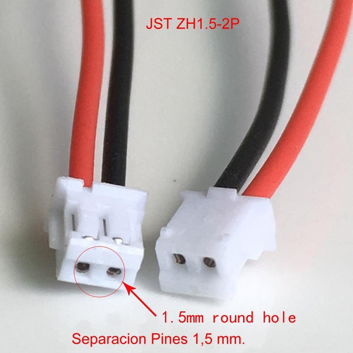 Conector Jst Zh1.5 2 Pines Pack 5 Unidades Arduino Raspberry