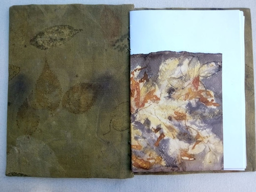 Cuaderno Artístico, Con Impresión Vegetal. Verde Fumee