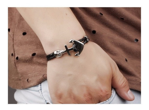 Imagen 3 de 5 de Pulsera Para Caballero Acero Con Piel Sintetica - 210