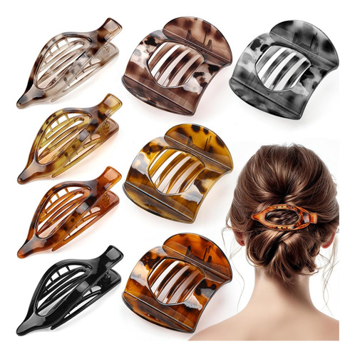 8 Pinzas Planas Para El Cabello Para Mujer, 2 Estilos De Pin