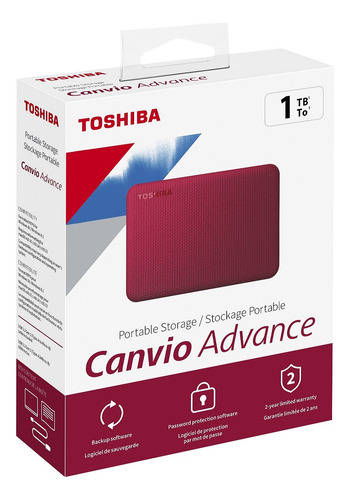Disco Duro Externo Toshiba 1tb Canvio Advance Rojo