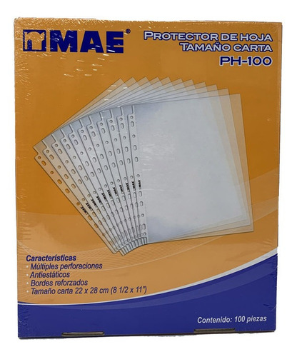 Protectores De Hojas Tamaño Carta Mae C/100 Pzs Para Carpeta