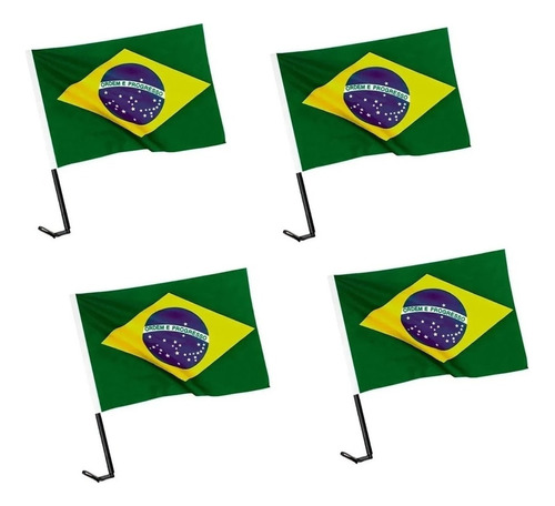 Bandeira Do Brasil Pequena Carro Barata Promoção - 4un