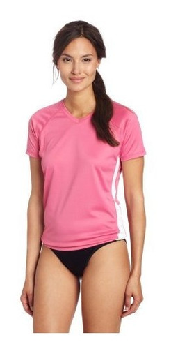 Kanu Surf Rashguard De Manga Corta Para Mujer, Rosa, Pequeño