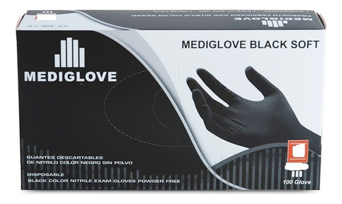 Mediglove Guantes Descatables Nitrilo Black Soft Por 100 Und Talle M