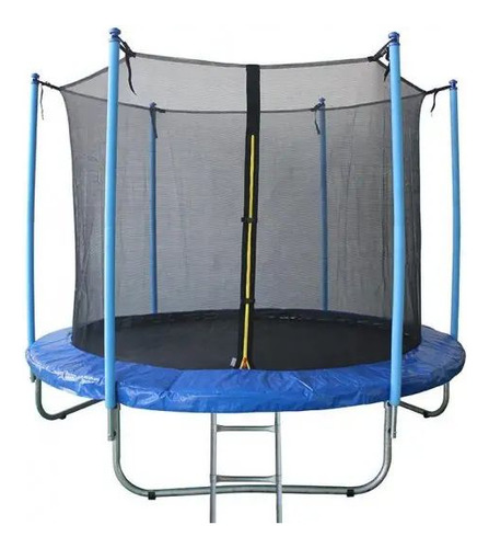 Cama Elastica O Trampolin 2,44 Super Reforzada + Seguridad ! Lona De Salto Negro Cobertor De Resortes Azul