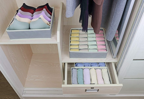Organizador De Ropa Interior Medias Cajones Gris Combo X4 Pr