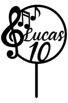 Comprar Topper Cartel Torta Adorno Cumple Música Notas Personalizado