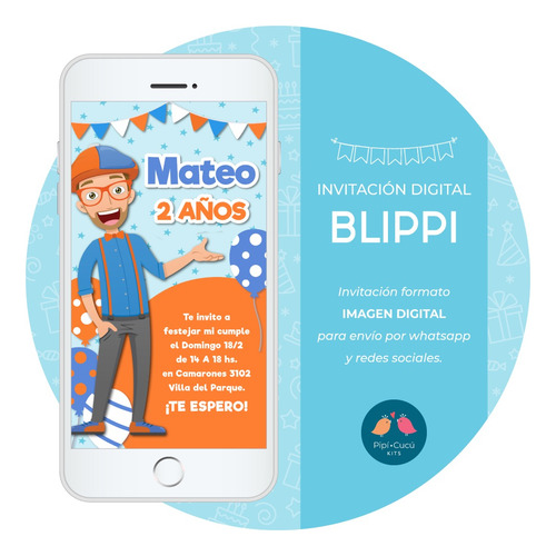 Invitación Virtual Imagen Digital - Blippi