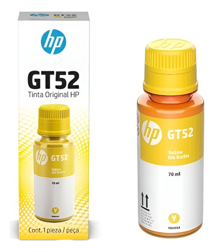 Tanque De Tinta Hp Gt52 Amarillo, 70ml Amarillo