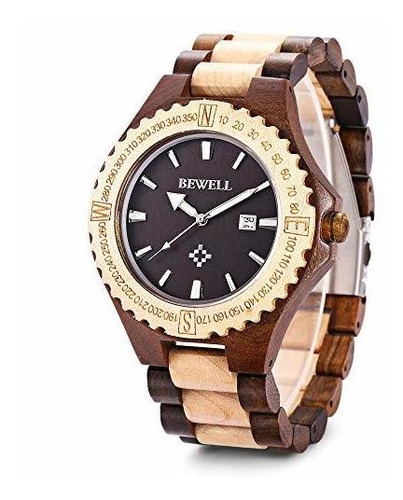 Bewell Zs-w023a Reloj De Madera Para Hombre Movimiento De Cu