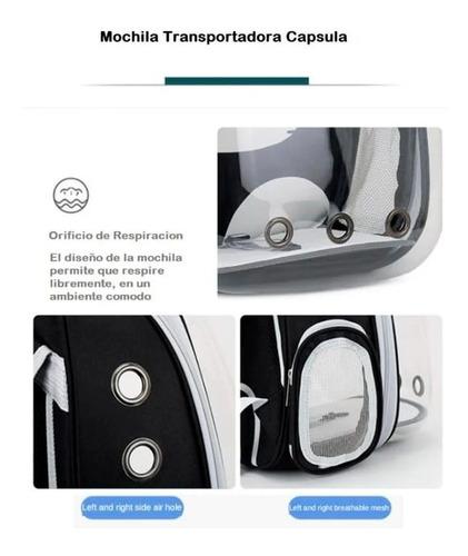 Imagen 6 de 10 de Mochila Bolso De Transporte Capsula Burbuja Gatos & Perros