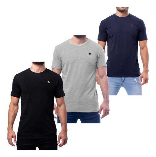 Remeras Premium Pack X3 Lisas Logo Bordado Basicas #rp2-pk3