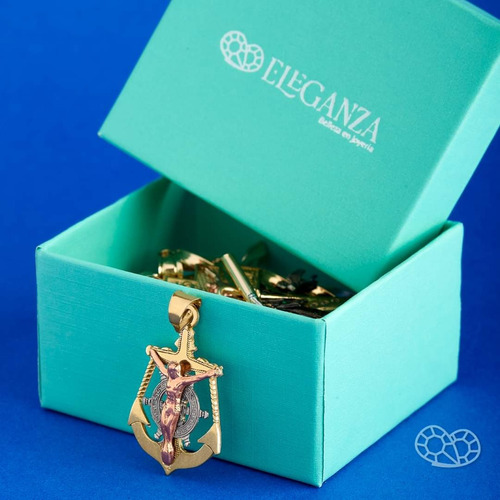 Dije De Ancla Con Cristo En Oro Rosa De 10 Kilates
