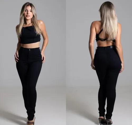 Cal a Jeans Sawary Preta Feminina Cintura Alta Frete gr tis